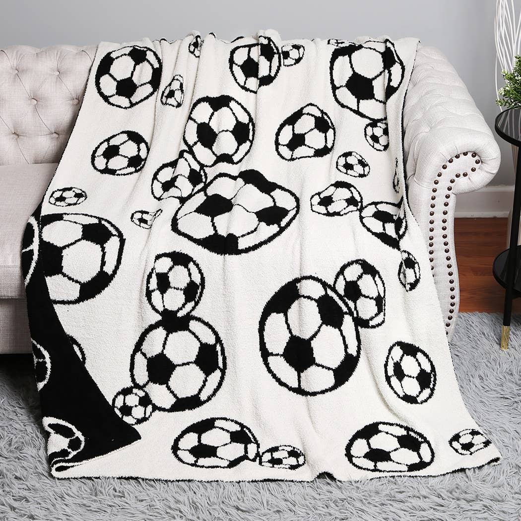 Soccer Ball Throw Blanket: Black