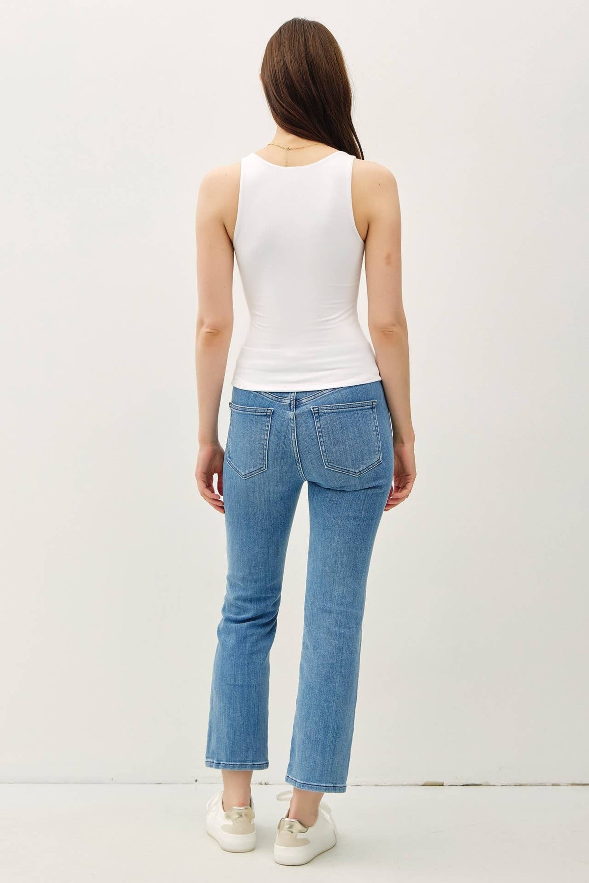 BASIC FULL LENGTH V-NECK TANK:White / S