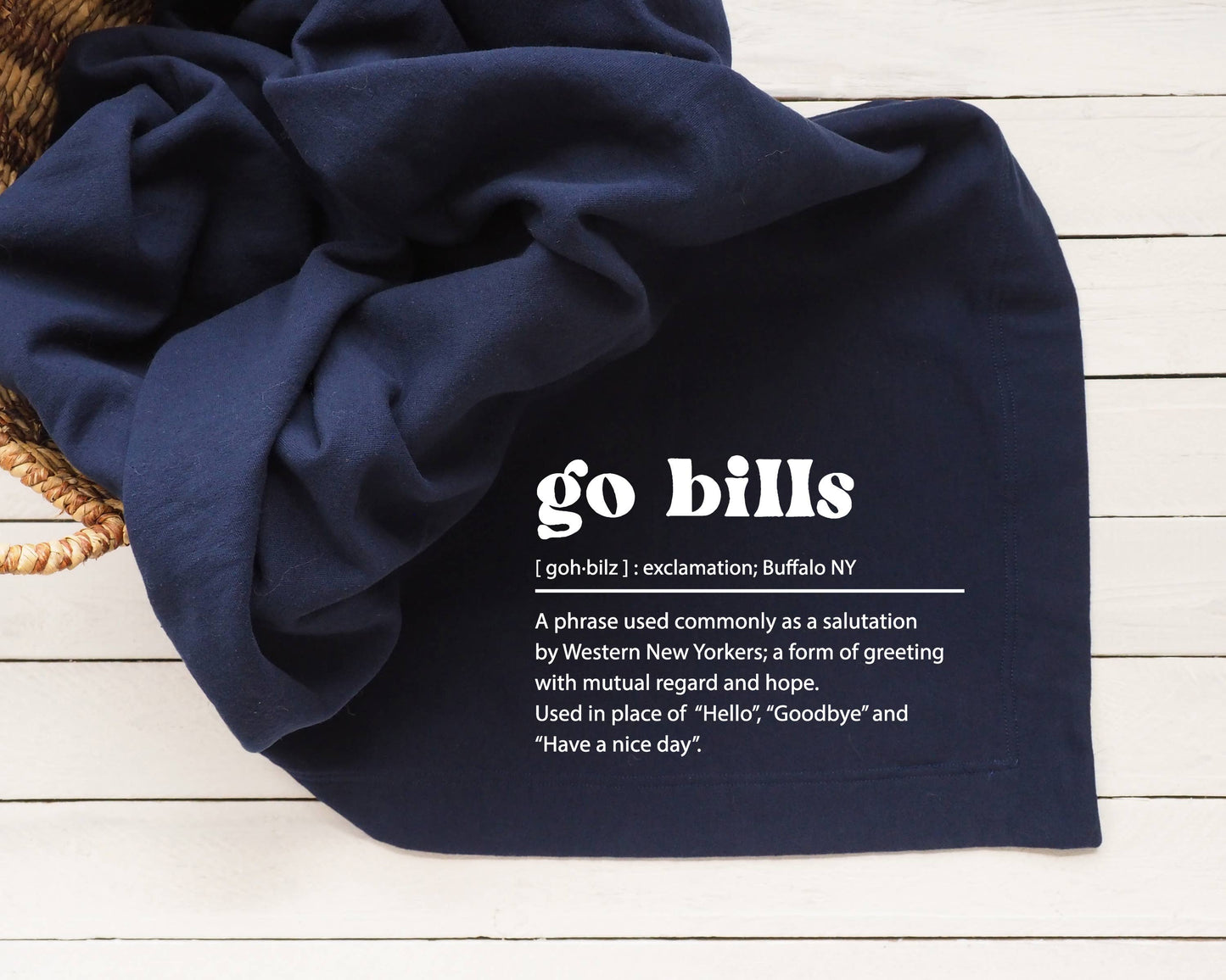 Buffalo Bills Throw Blanket - Go Bills Stadium Blanket: ATHLETIC GREY