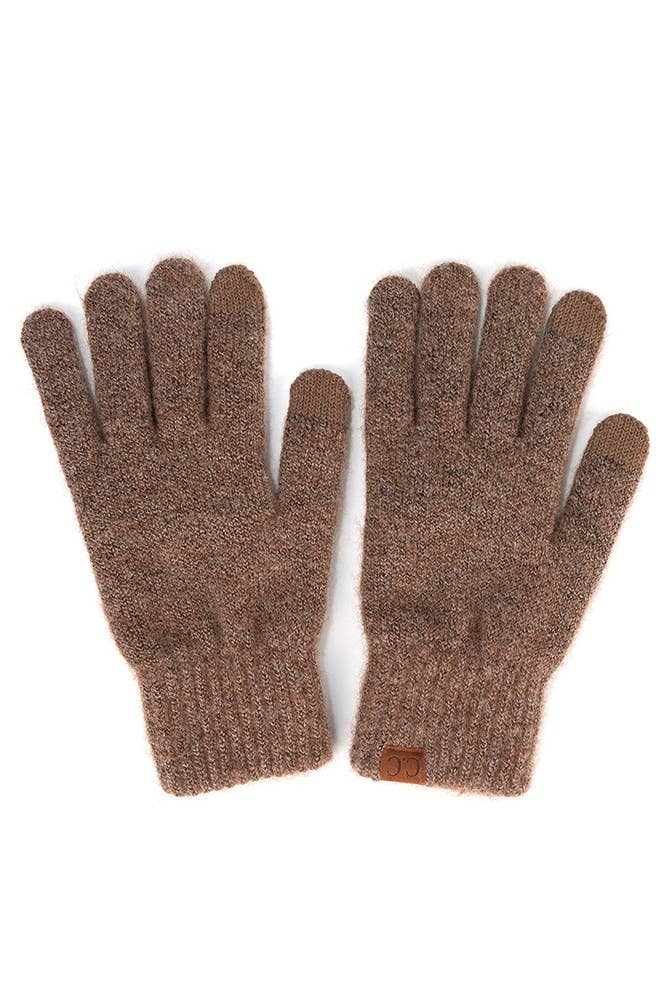 C.C Heather Knit Plain Gloves: Wine