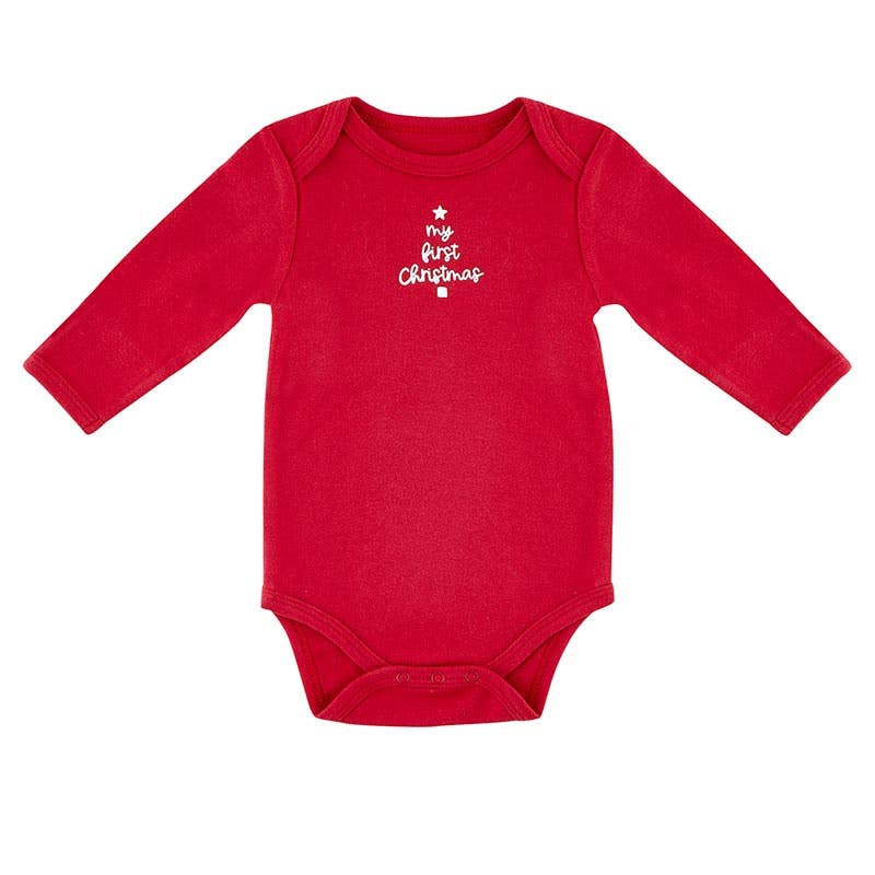 Long Sleeve Snapshirt - My First Christmas 3-6 Mo