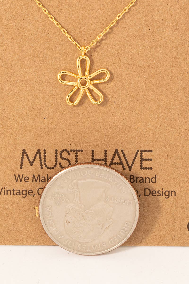 Gold Dipped Wire Flower Necklace: Silver