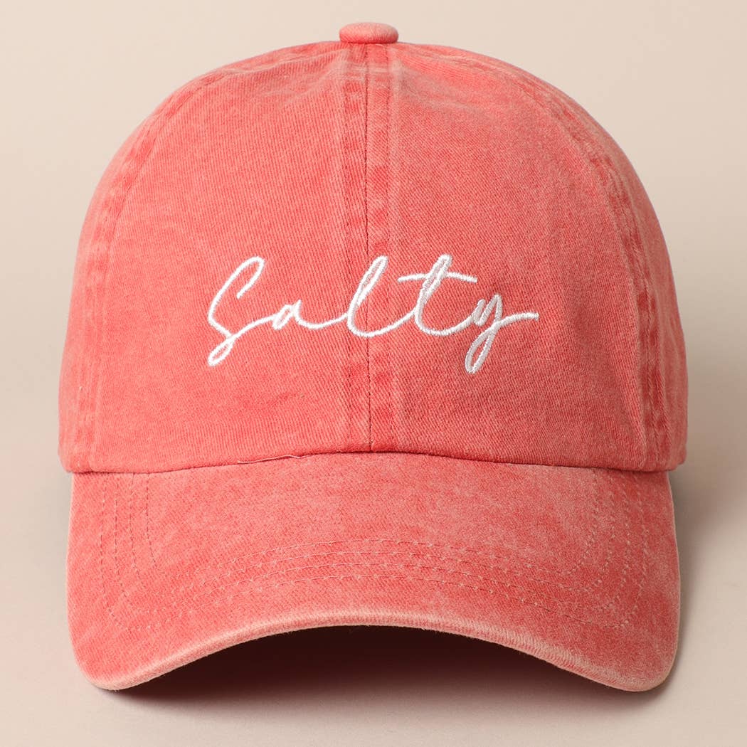 Salty Lettering Embroidery Baseball Cap: One Size / MINT