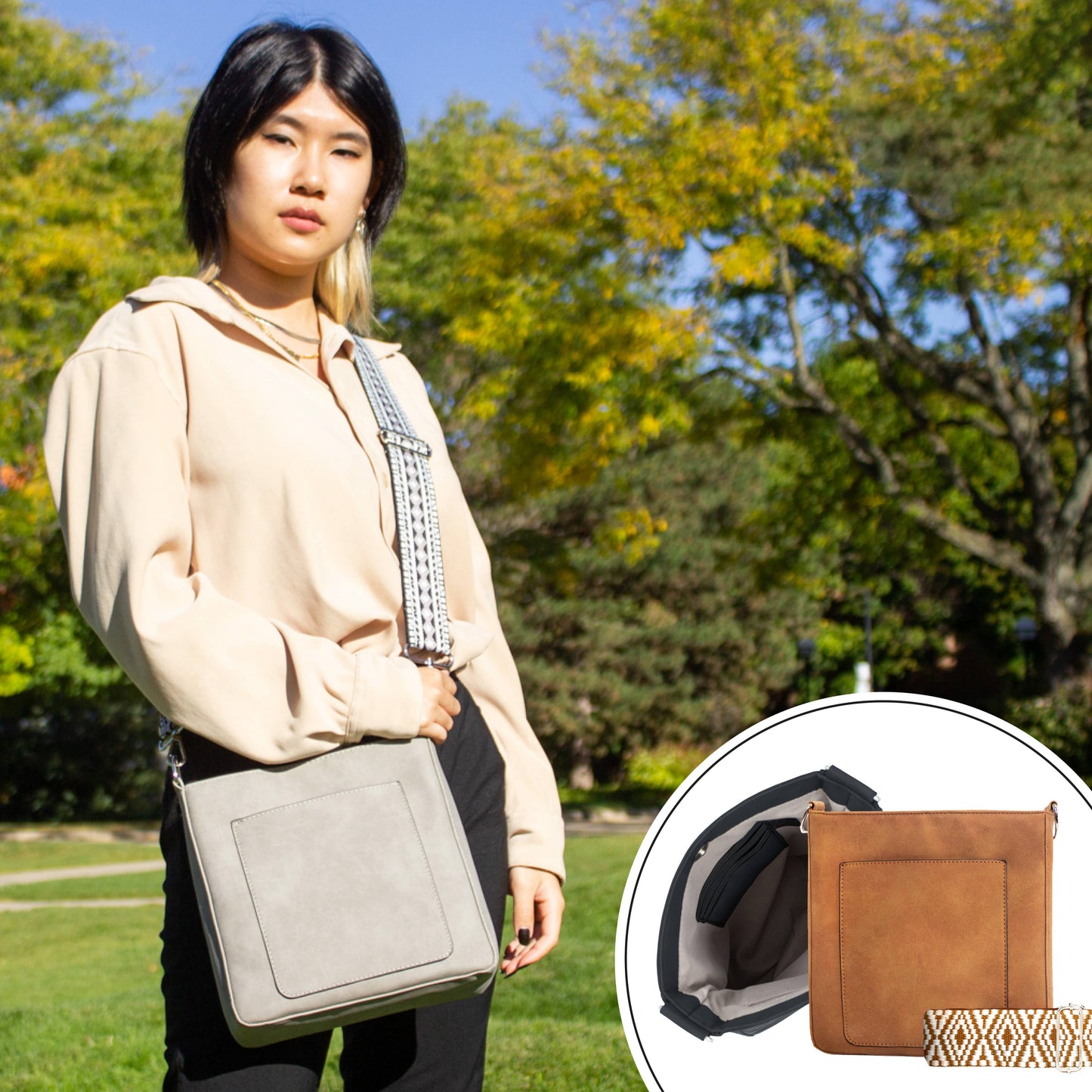 MAY SUEDE VEGAN LEATHER CROSSBODY🍁: BLACK