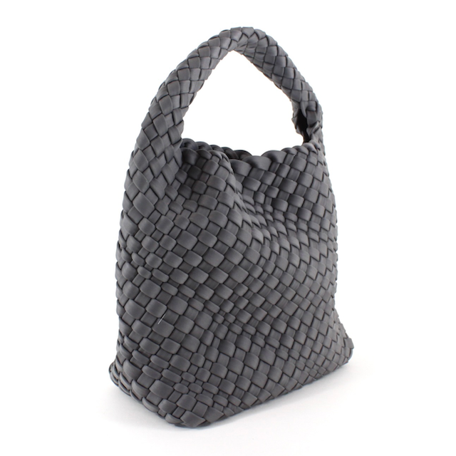 P23093 Small Nylon Woven Hobo Crossbody Bag w/Cosmetic Pouch: 01 Black