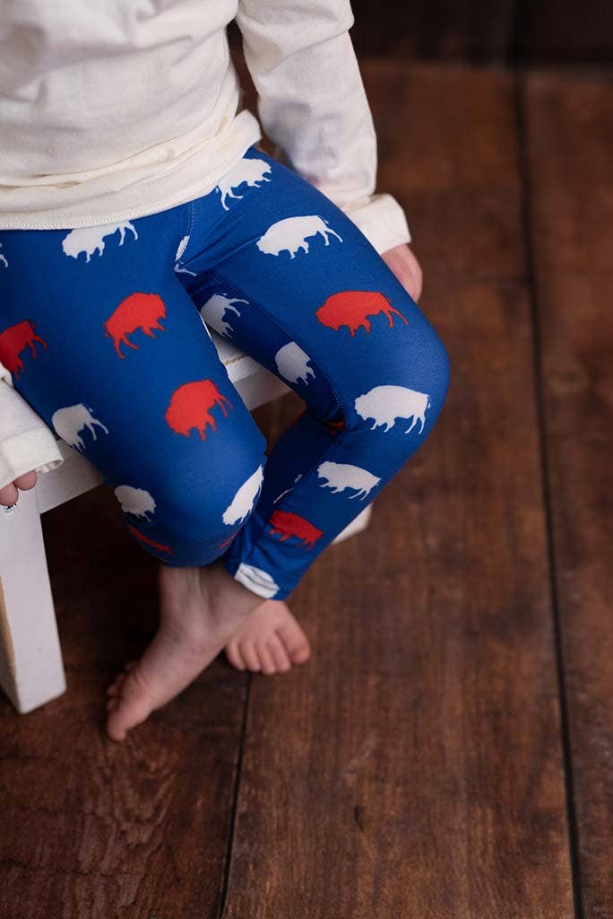 Kid's Red and Blue Buffalo Leggings: Kid's Large/X-Large