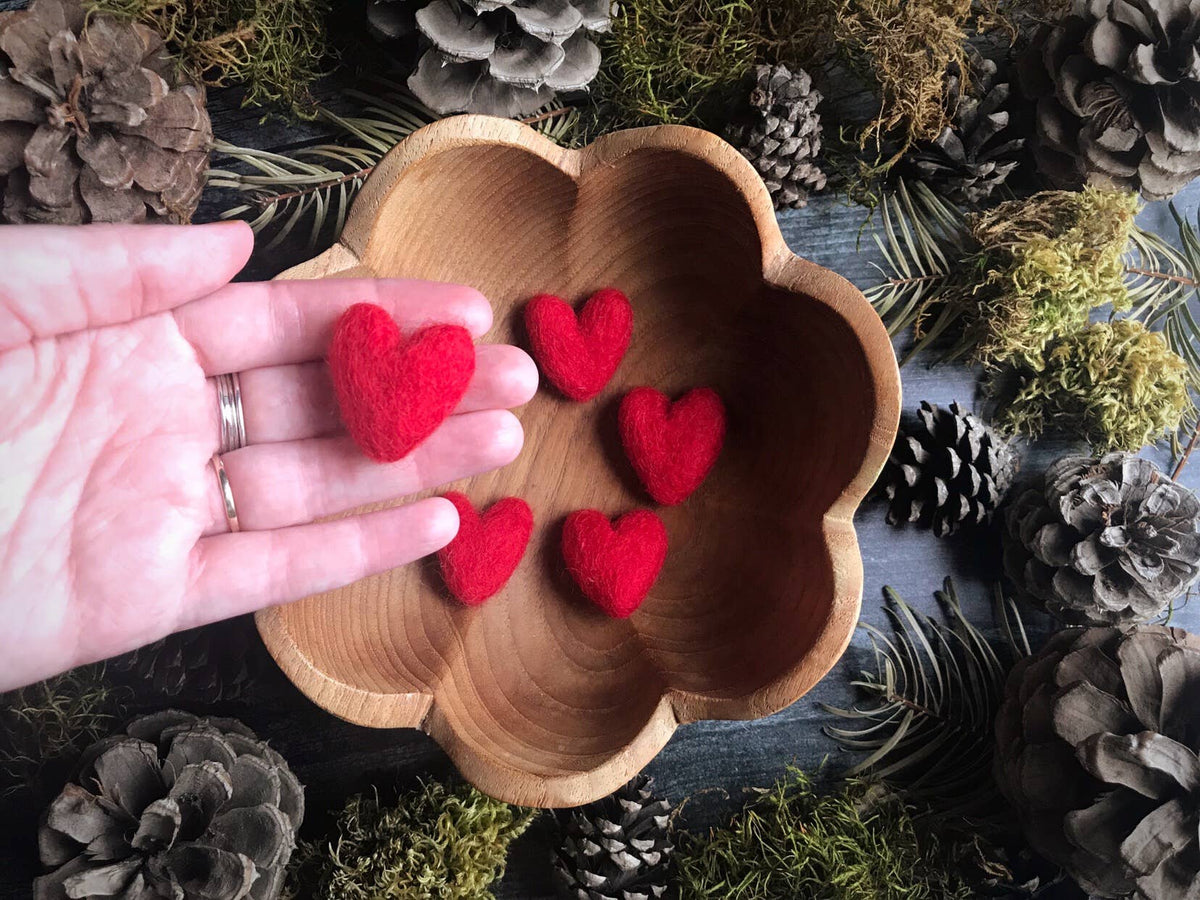 Wool Heart | Felted Wool Mini Decor | 23 Colors: Jasper Green