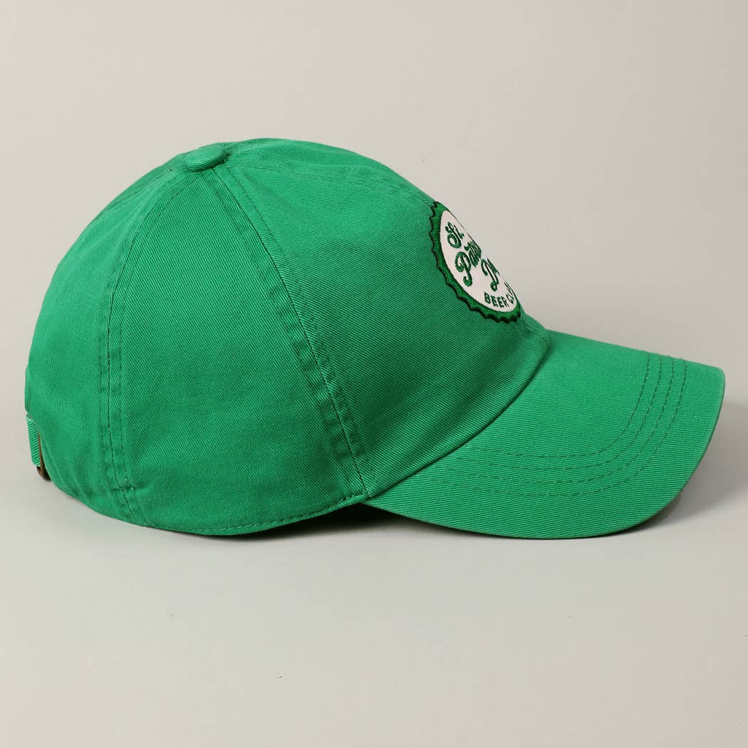 St. Patrick's Day Beer Club Embroidery Patch Cap: Green / ONE SIZE