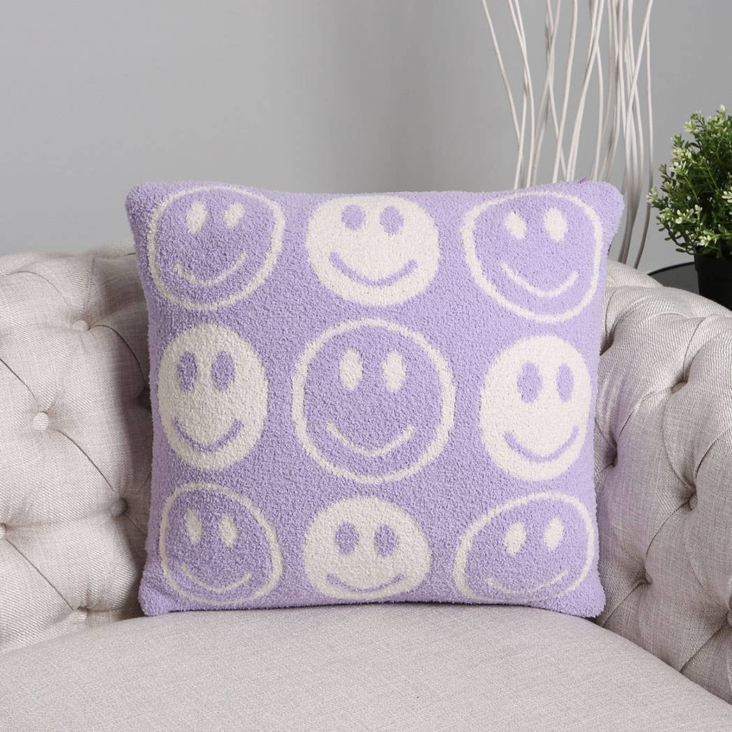 Luxury Soft Happy Face Cushion Cover: FUCHSIA / ONE SIZE