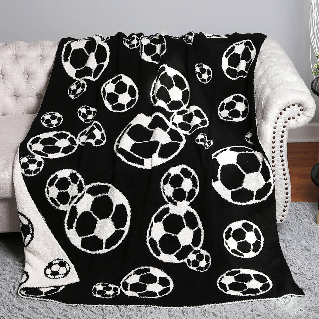 Soccer Ball Throw Blanket: Black