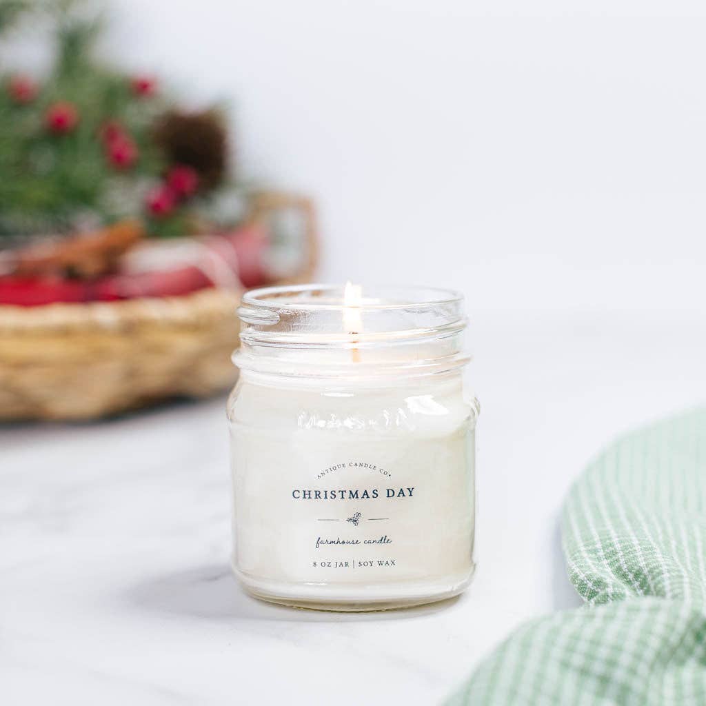 Christmas Day - Soy Wax Mason Jar Candle: 8 oz