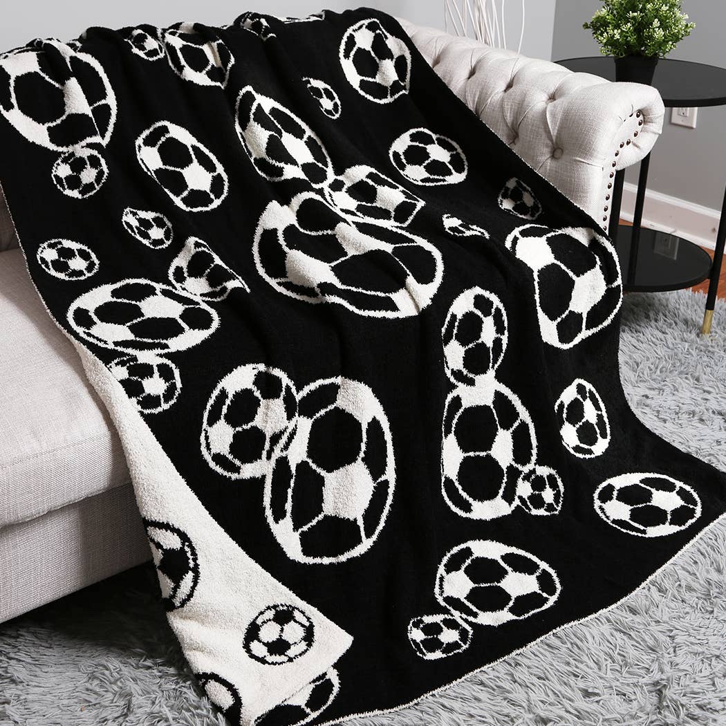 Soccer Ball Throw Blanket: Black