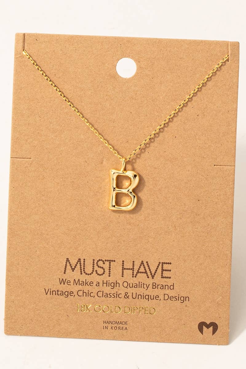 Bubble Letter initial Necklace,gold dipped : R