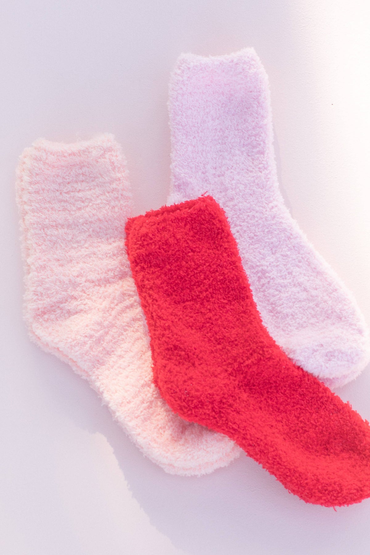 Solid Color Fuzzy Socks: Red