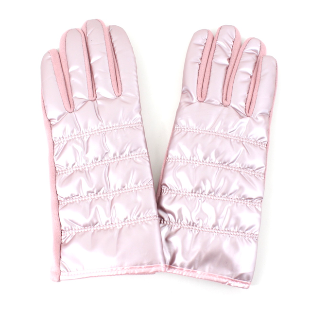 Shiny Puffer Gloves: Black