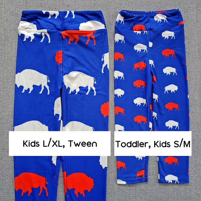 Kid's Red and Blue Buffalo Leggings: Kid's Large/X-Large