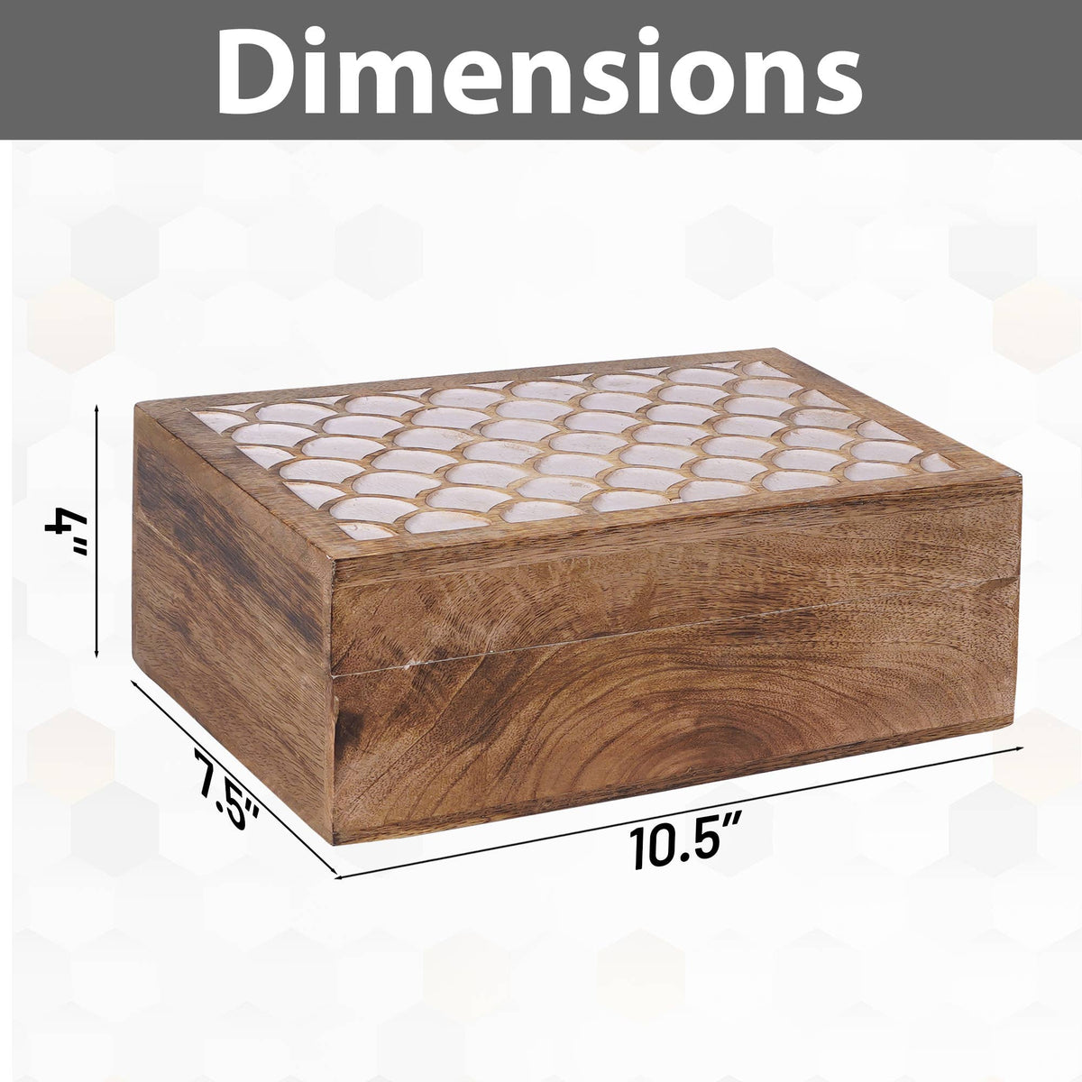 Carved Scallop Boxes in Medium Burnt/White: Medium- 7.5” x 4.5” x 3”