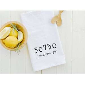Custom zip code Cotton Tea Towel: 19" x 28" (with loop)