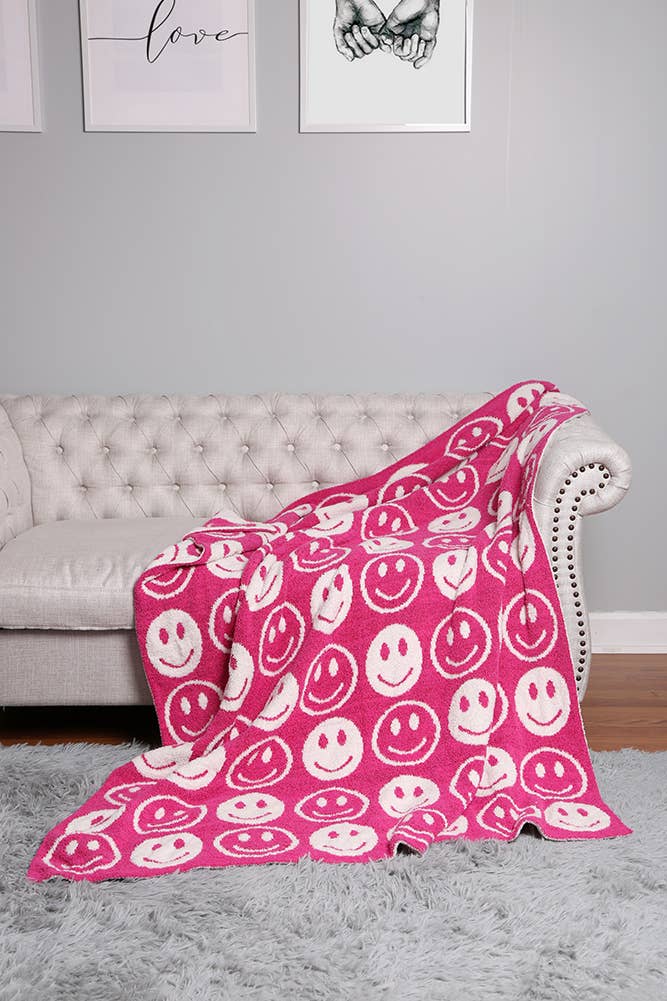 Happy Face Throw Blanket: Yellow