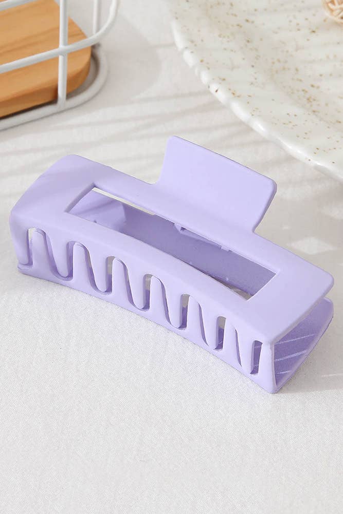 Solid Color Rectangle Shaped Hair Claw: Light Purple