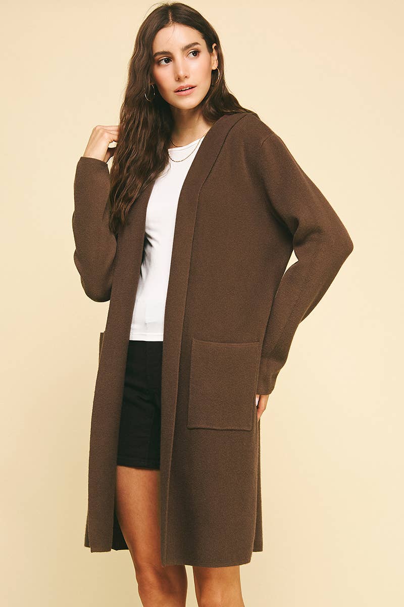 OPEN KNIT CARDIGAN - 3764W: ESPRESSO / ML