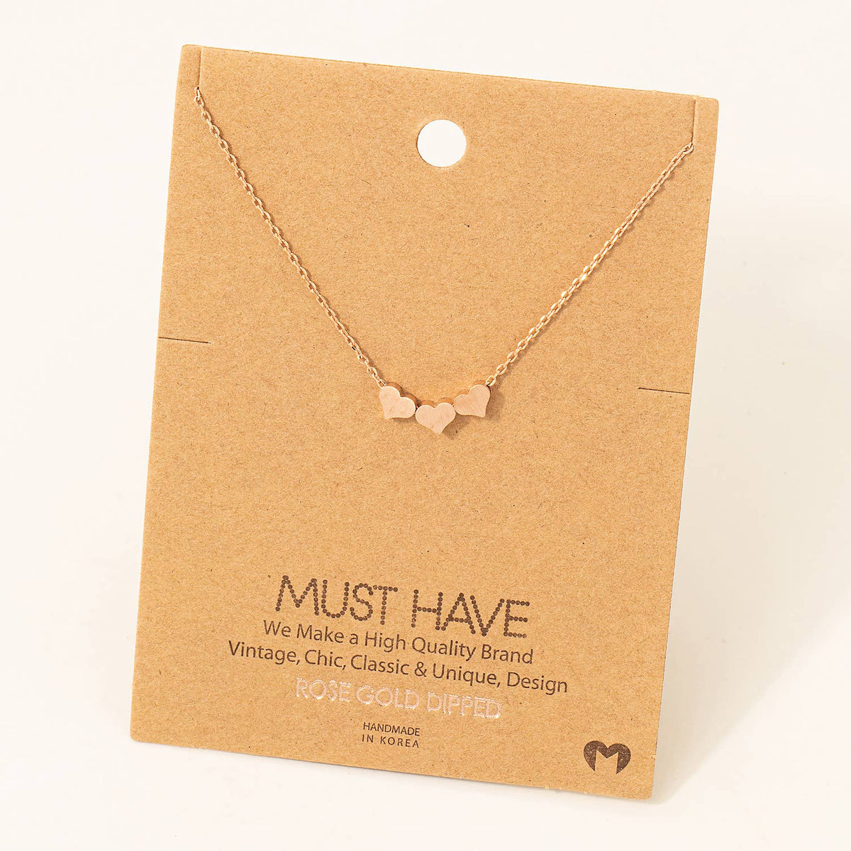 Three Dainty Hearts Necklace: Gold
