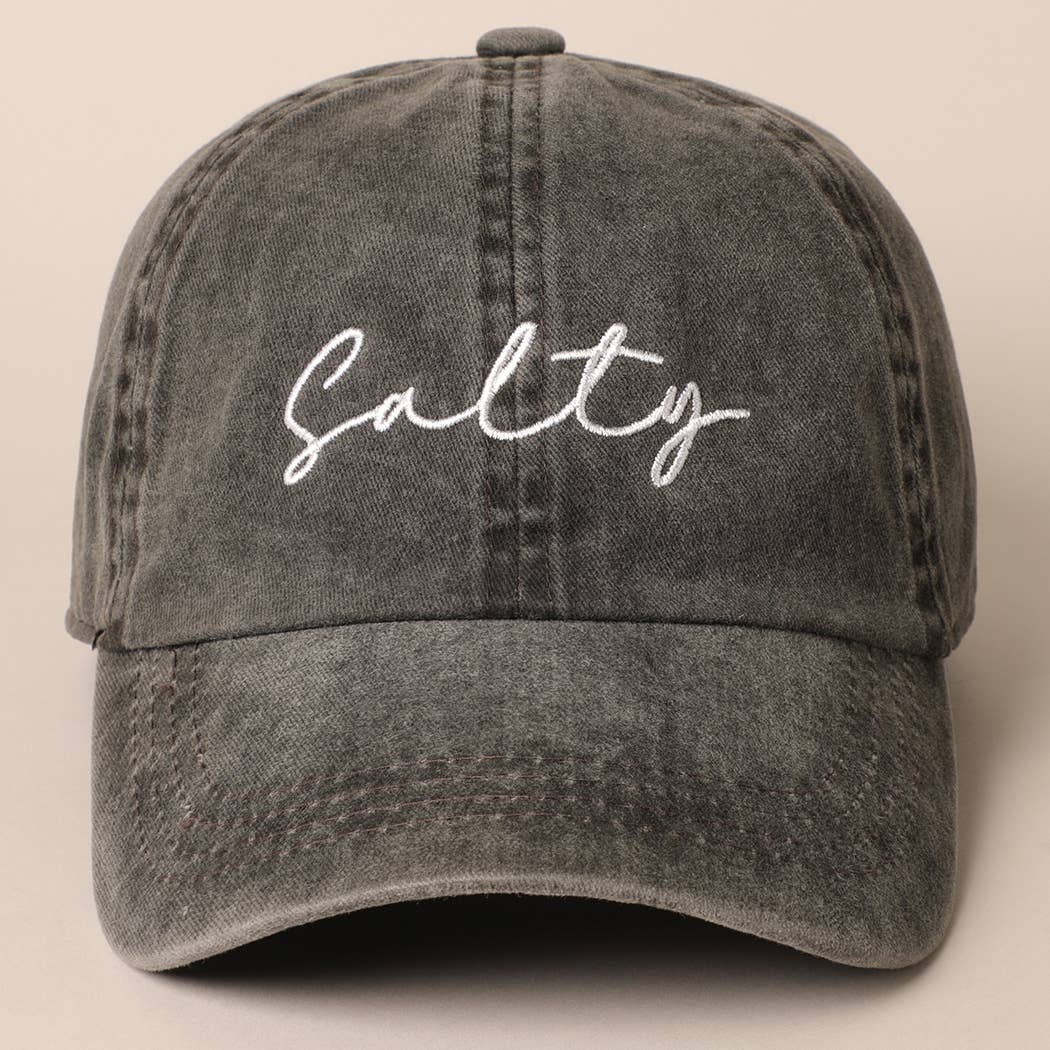 Salty Lettering Embroidery Baseball Cap: One Size / MINT