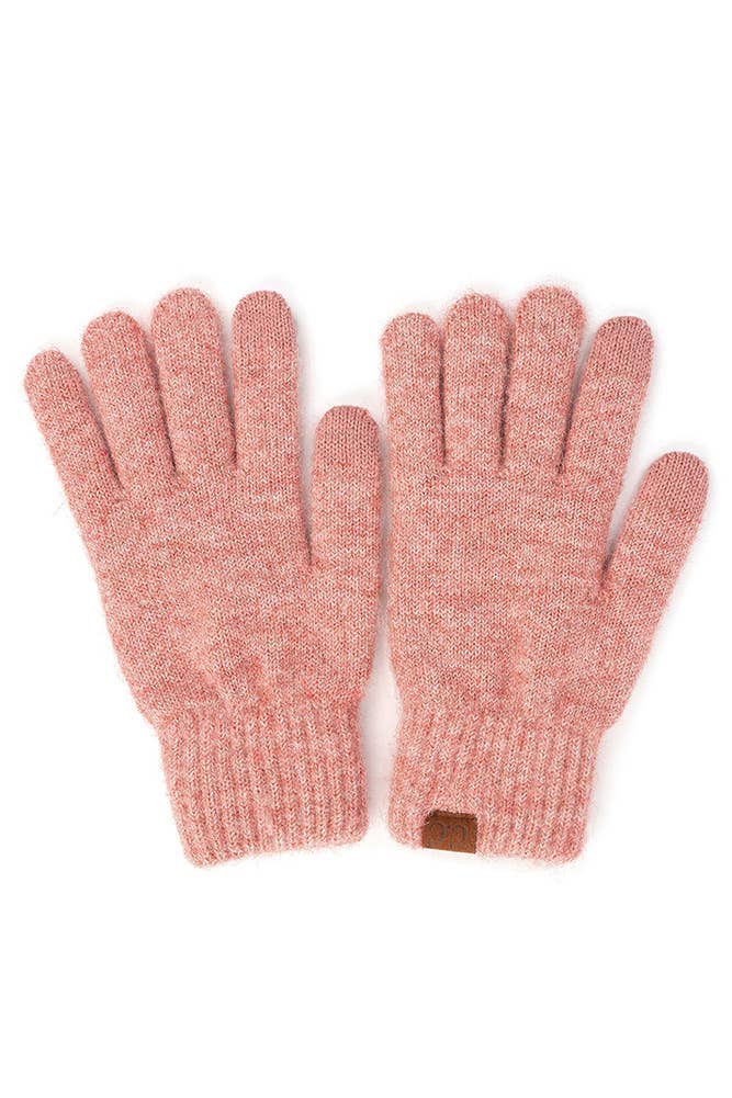 C.C Heather Knit Plain Gloves: Cacao