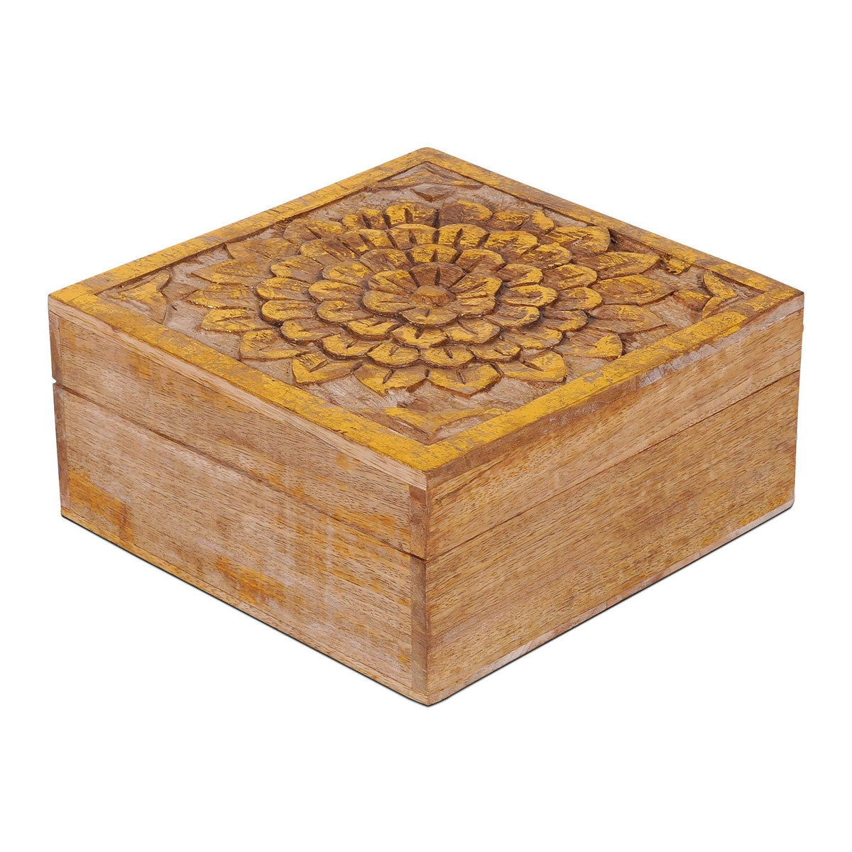 Blossom Box in Gold and Natural: Medium- 7.5” x 7.5” x 3.5”