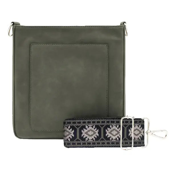 ASHLEY SUEDE VEGAN LEATHER CROSSBODY: CAMEL 2