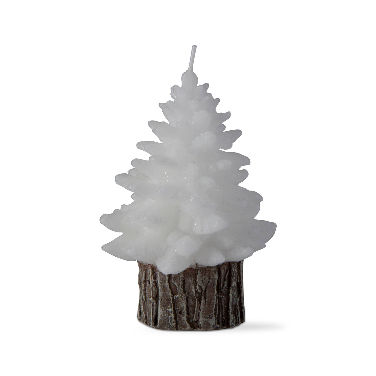 Spruce Small Rustic Tree Candle - White