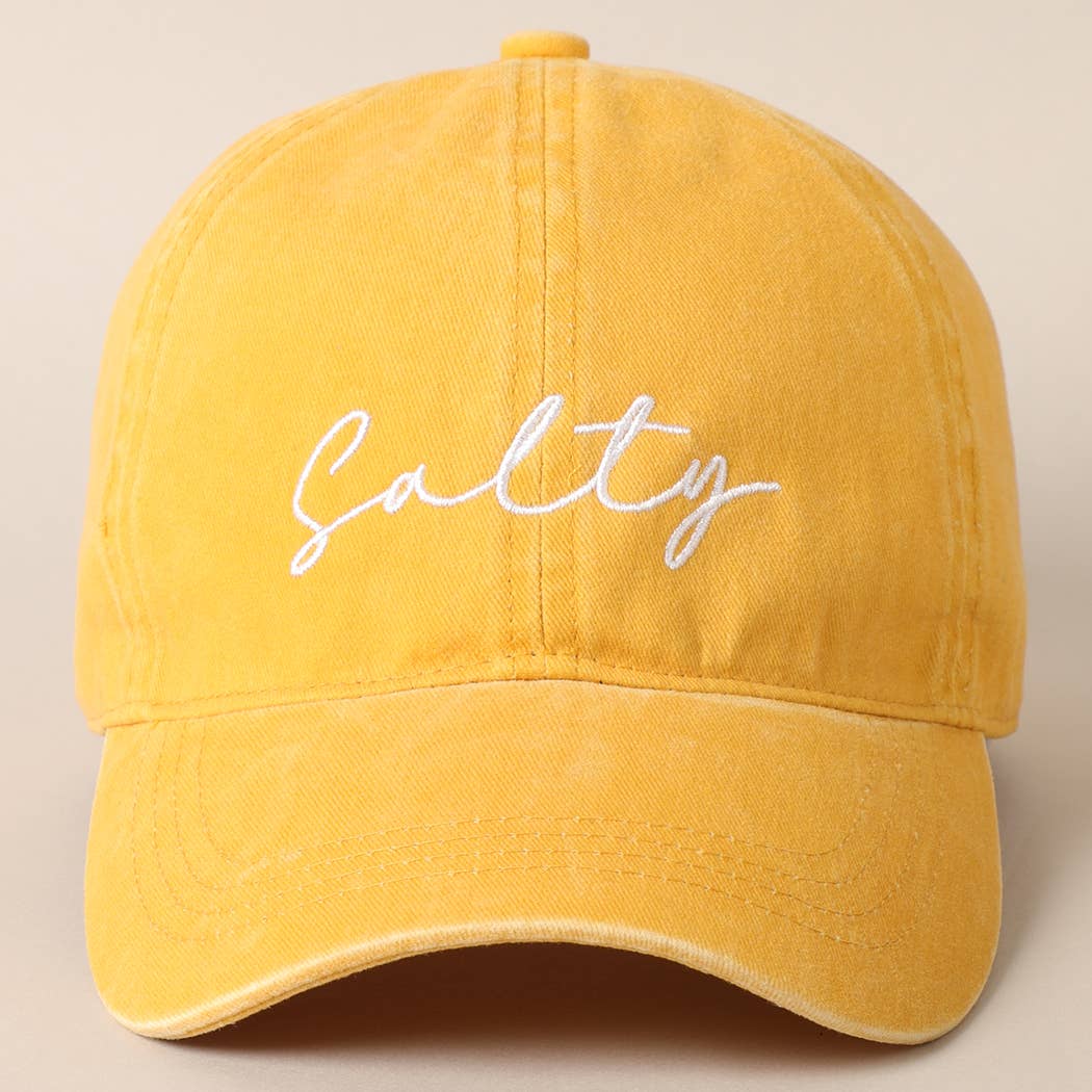 Salty Lettering Embroidery Baseball Cap: One Size / MINT