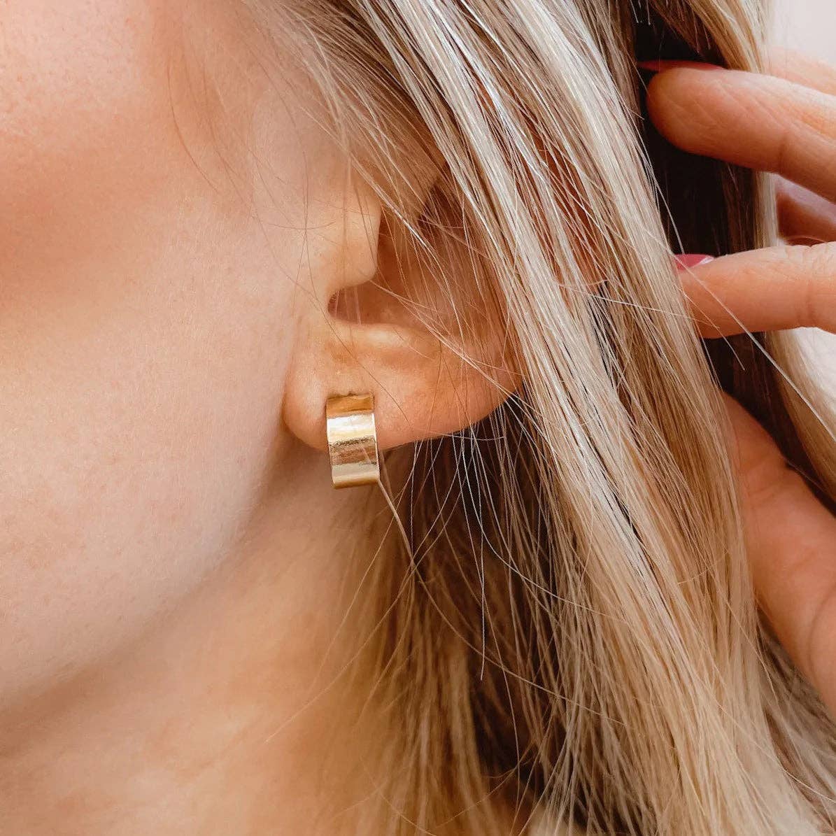Thick Huggie Hoop Earrings | 14k Gold Fill & Sterling Silver: Gold
