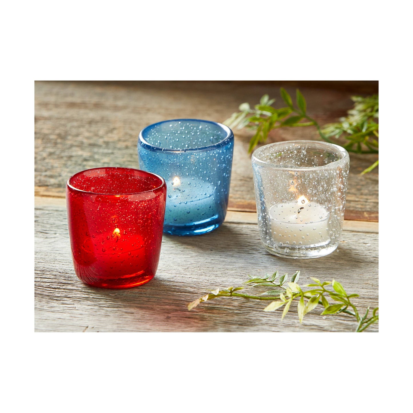 Paint Box Blown Glass Tealight Holder - Red