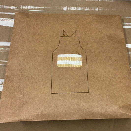 Woven cotton striped apron with ruffle