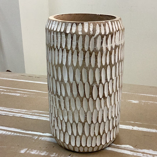 10” carved wood planter