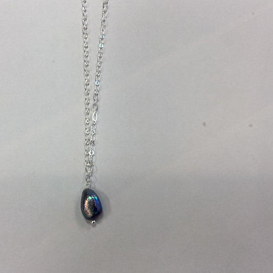 Veda necklace silver/ oil pearl