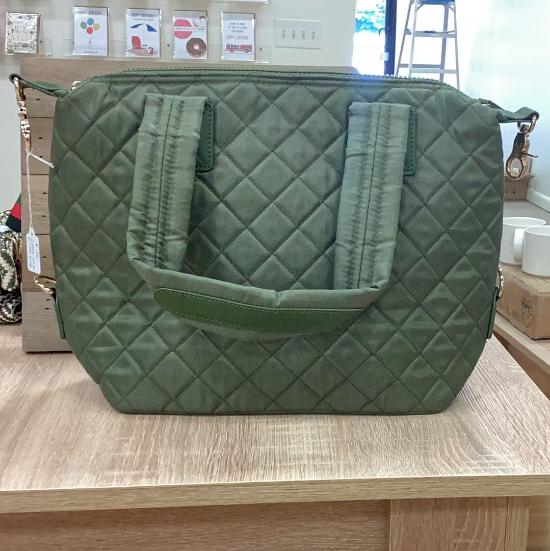 Funky monkey 2 piece olive quilted purse