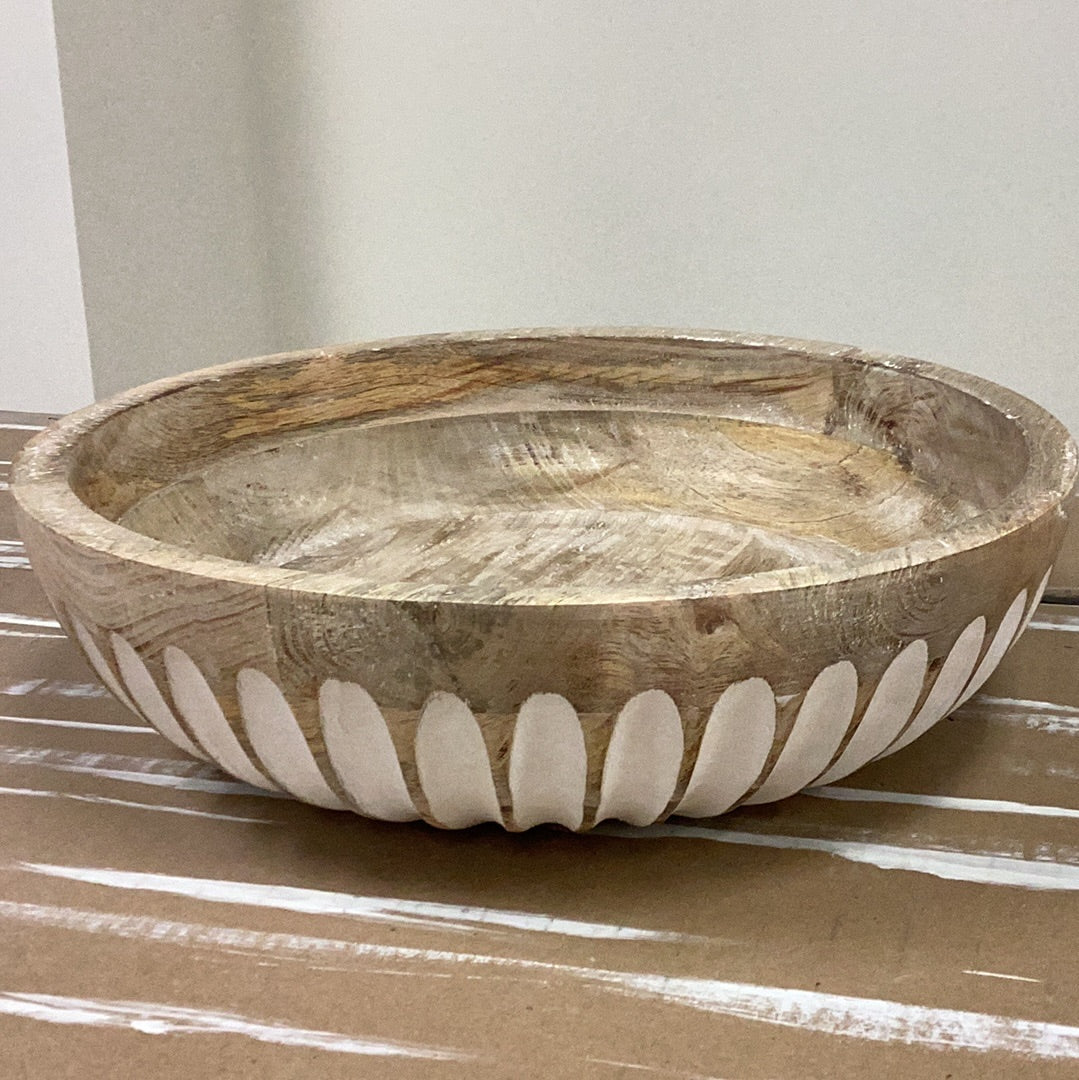 Inner 13.78” carved wood bowl