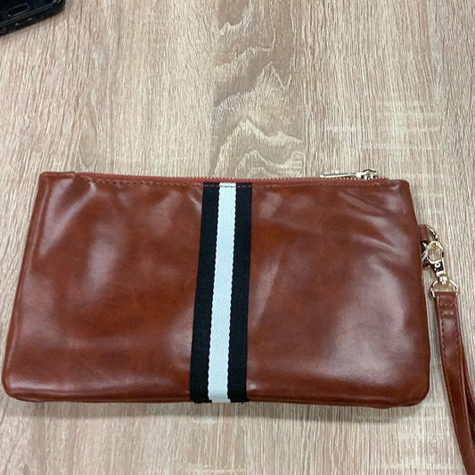 Funky monkey strip clutch- brown with black and white strip