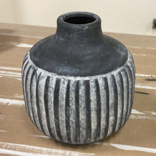 7” fat charcoal vase
