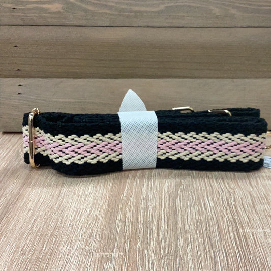 Funky monkey purse strap- black w/ white and pink