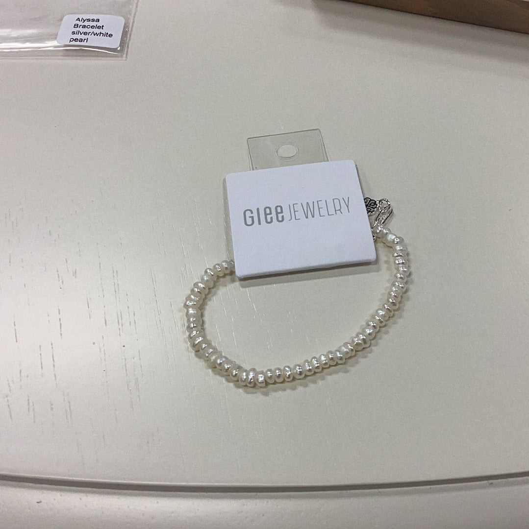 Glee Alyssa bracelet silver/ white pearl