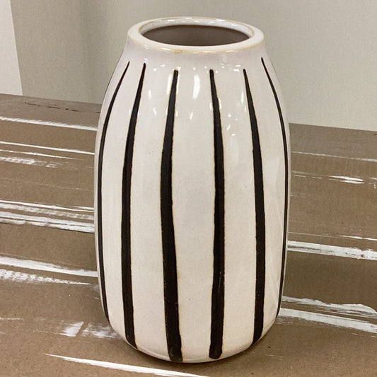 8.27” white vase with black stripes