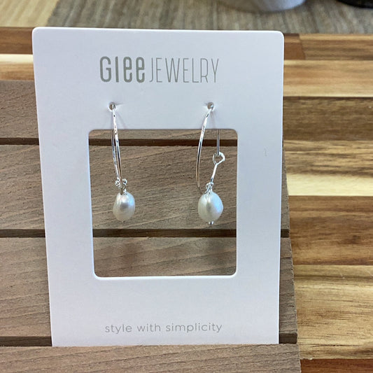 Glee Bellamy hoops silver/ white pearl