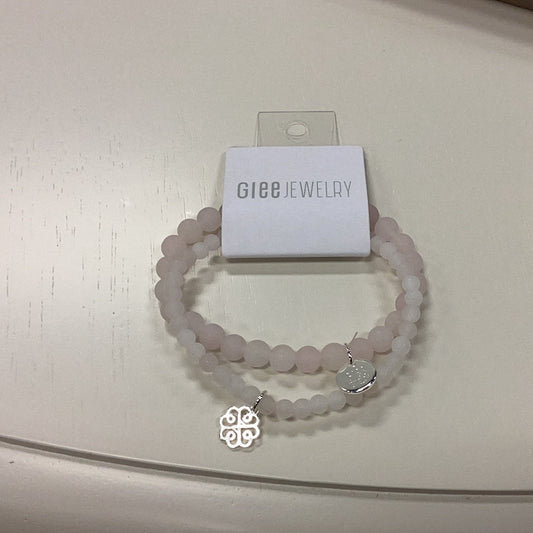 Stackem Up bracelets silver/ rose quartz