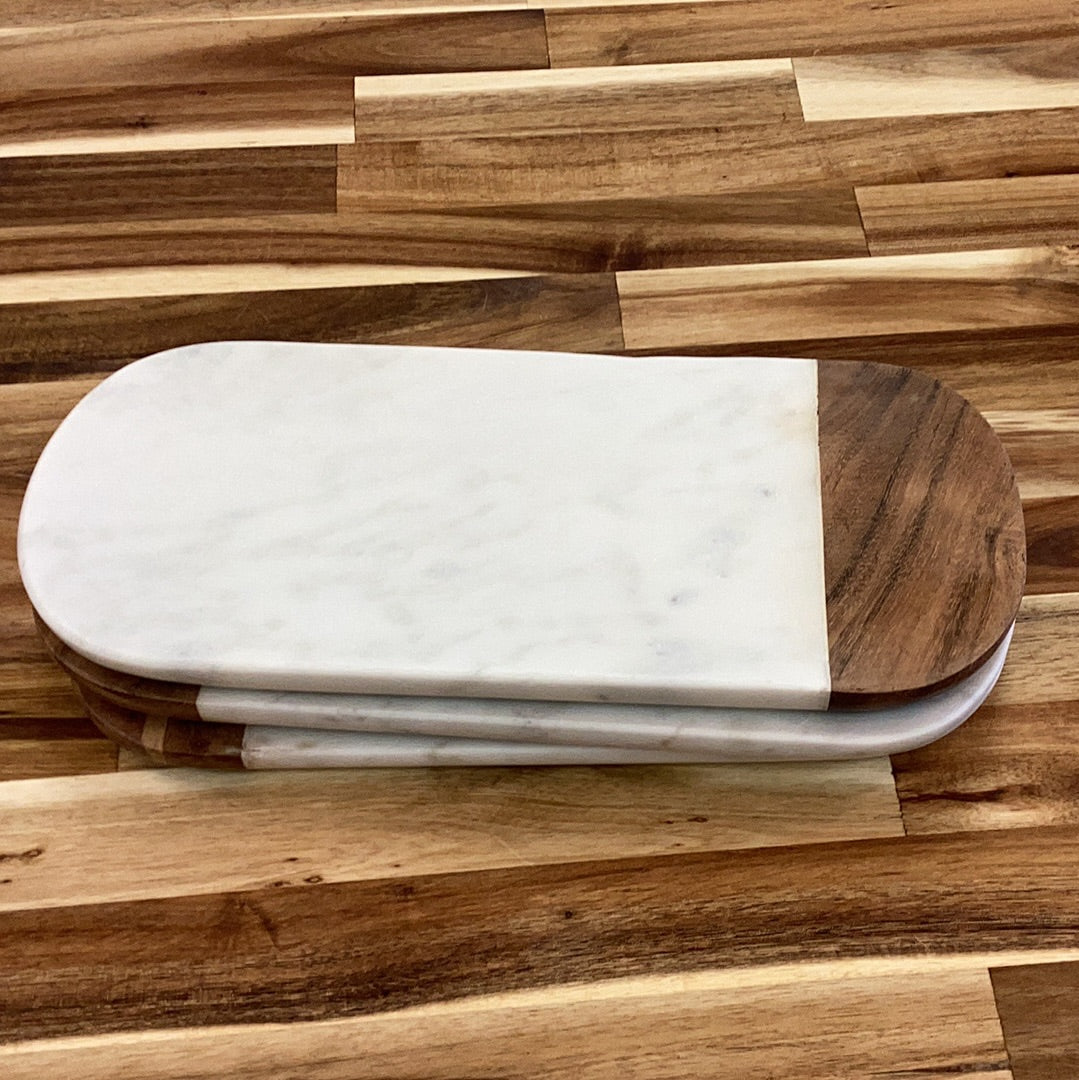 Marble and acacia wood tray