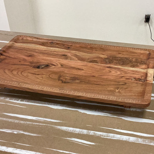 24” rectangle acacia wood board with feet