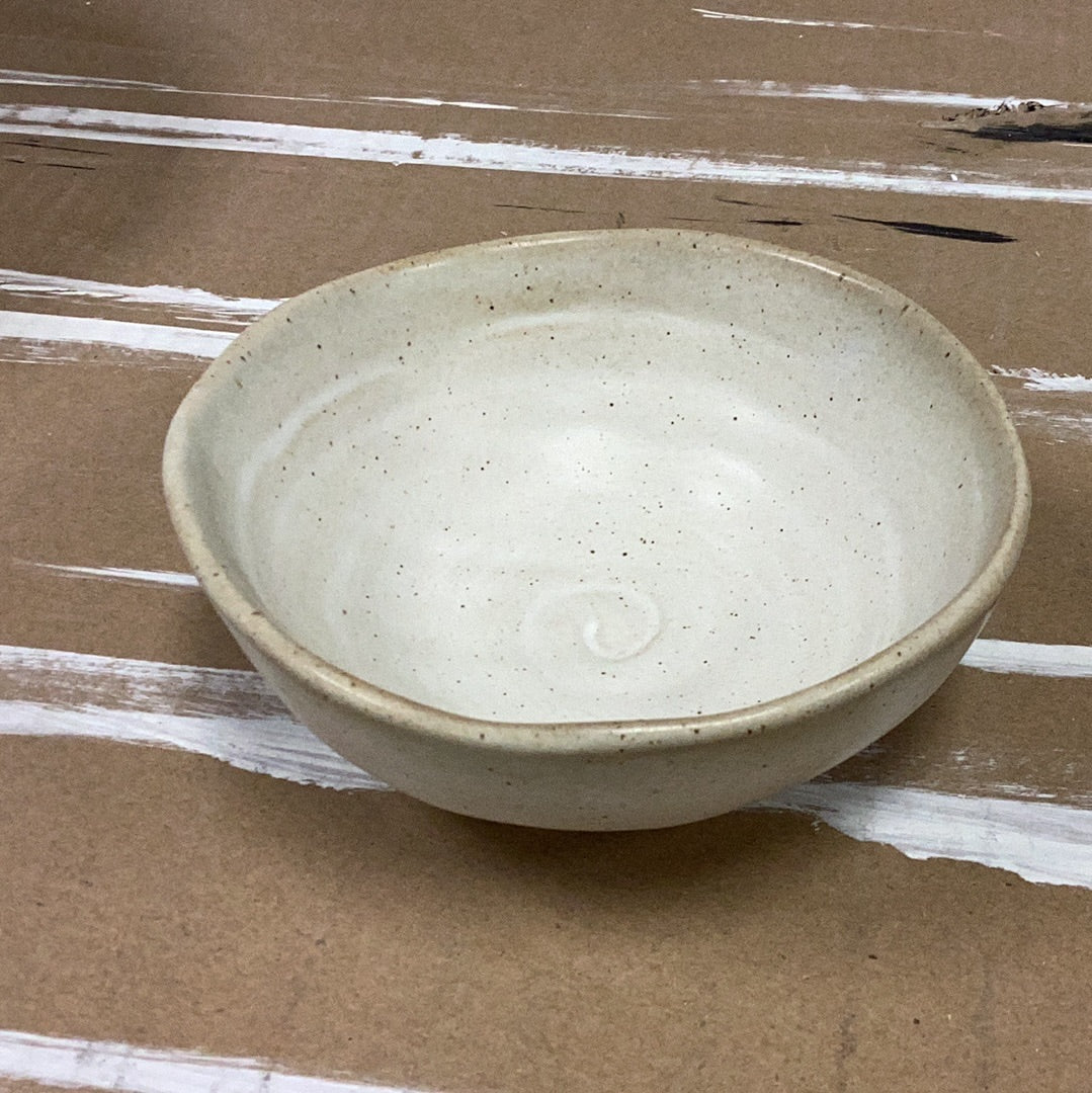Stoneware irregular edge bowl, reactive glaze