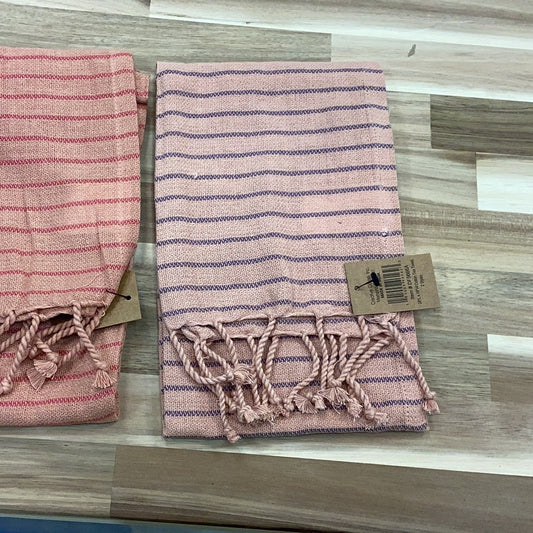 Turkish cotton tea towel with stripe and fringe